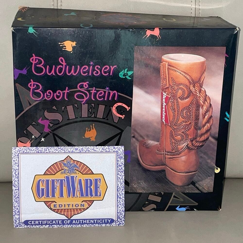 Vintage 1994 Budweiser Cowboy Boot Beer Stein - Giftware Edition NIB with COA